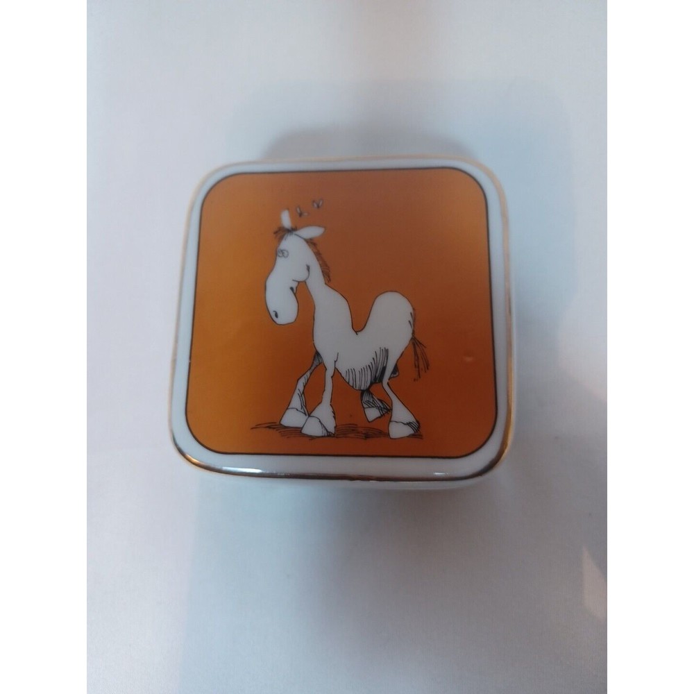 Vintage Kersten Bros Ceramic Trinket Box The Inside Story Enesco 1977 Horse Love